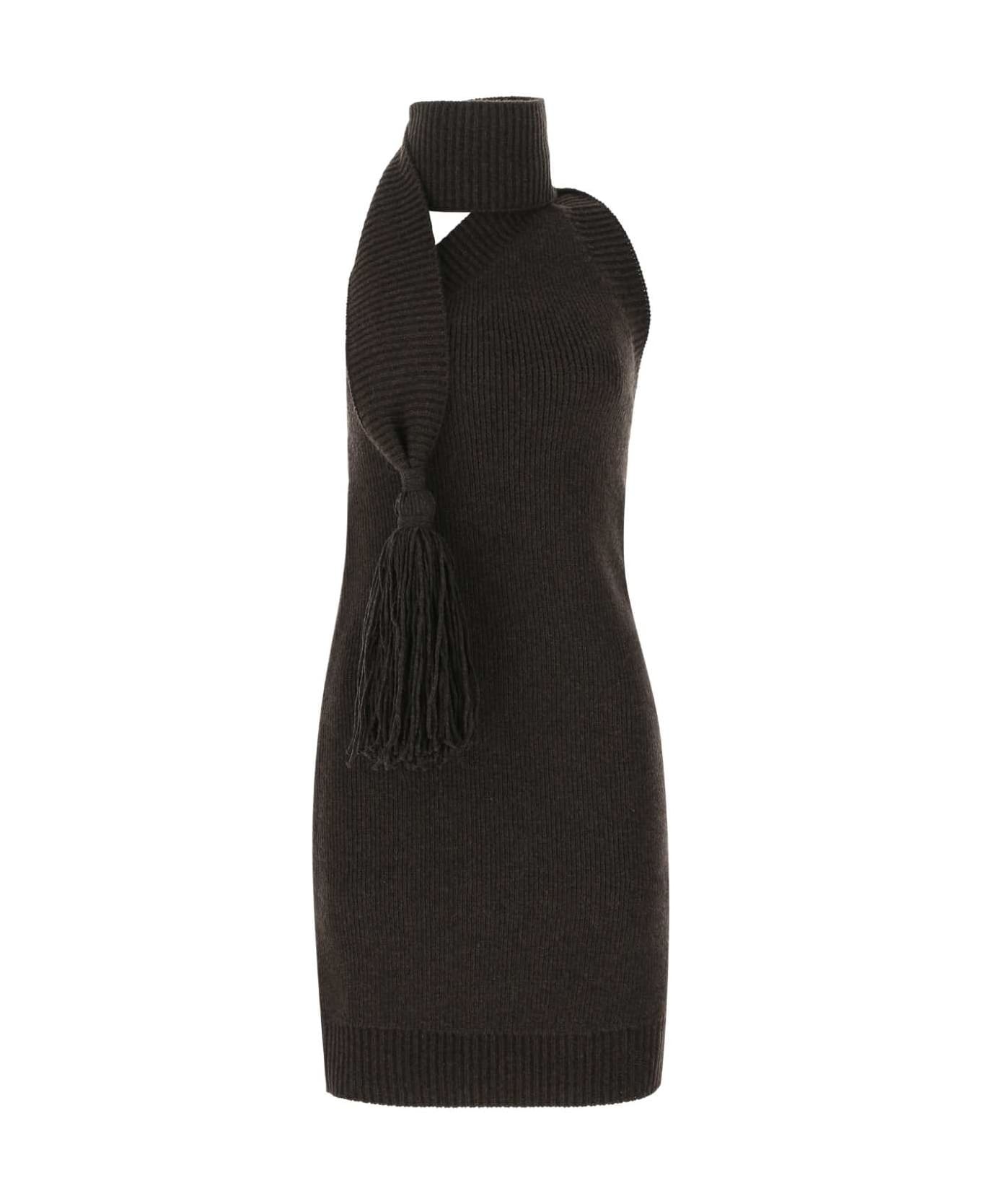Dark Brown Wool Mini Dress - 1