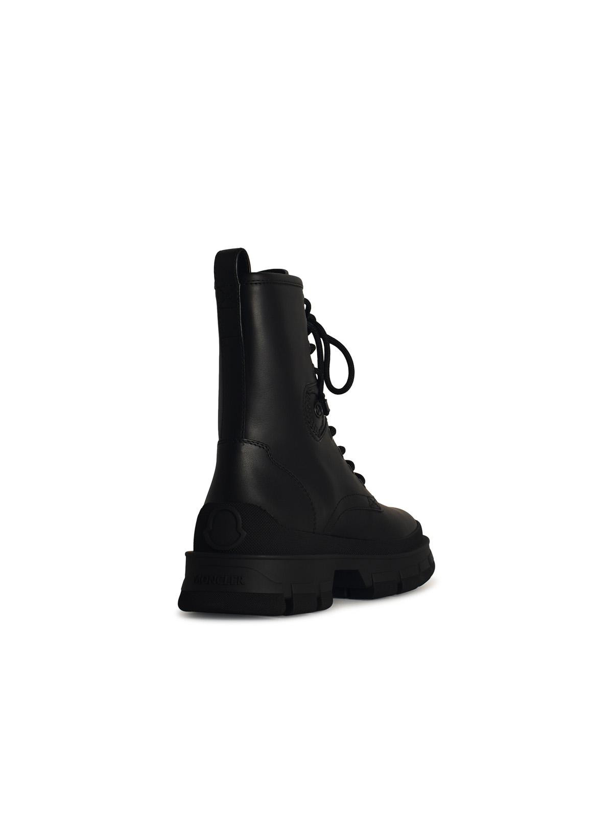 Moncler 'Hevea' Black Matte Leather Ankle Boots Women - 3