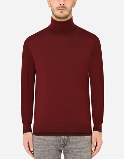 Dolce & Gabbana Wool turtle-neck sweater with jacquard logo outlook