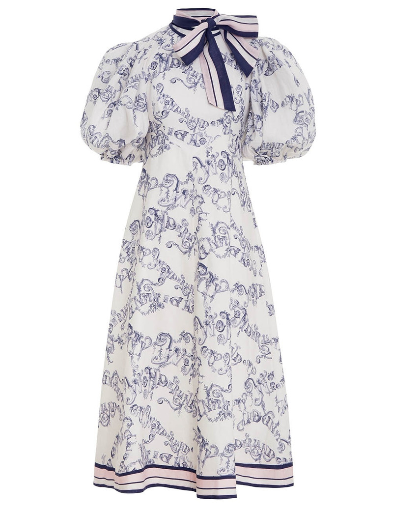 knee length dresses for ladies Zimmermann Daylight Twist Midi Dress | Cream/Black