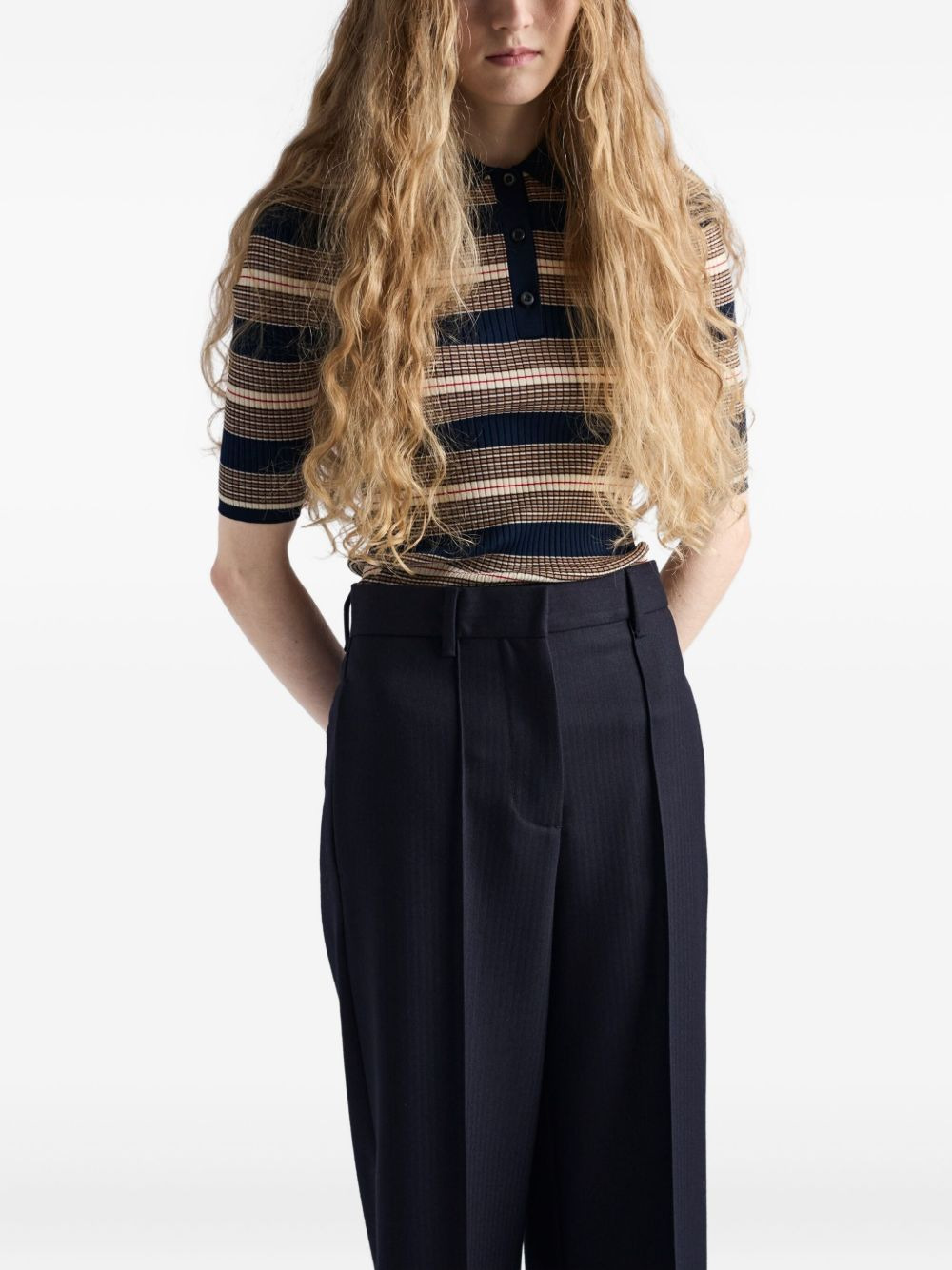 striped-pattern polo shirt - 4