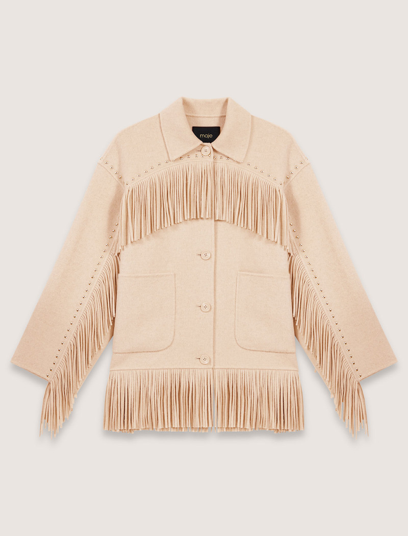 Double-breasted fringed coat 1