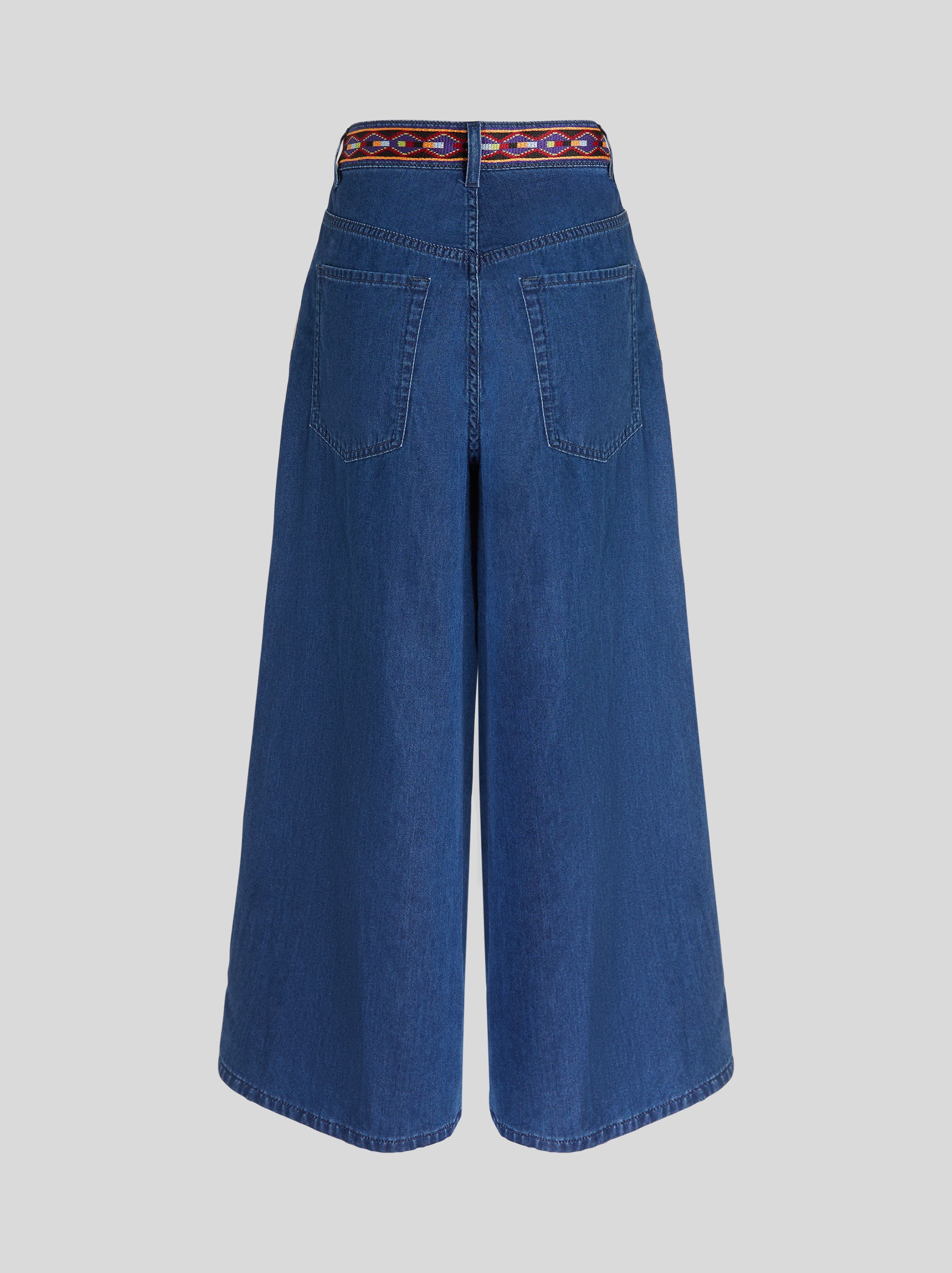 DENIM AND PRINTED SILK CULOTTES - 5