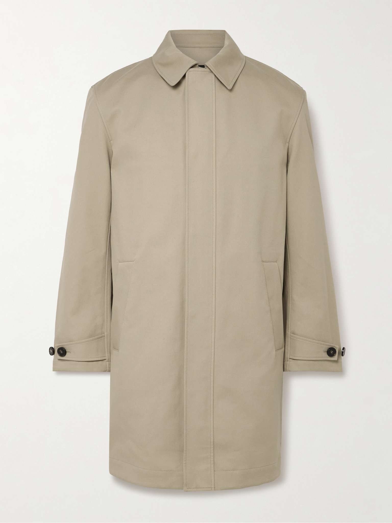 Leather-Trimmed Double-Faced Cotton-Twill Coat - 1