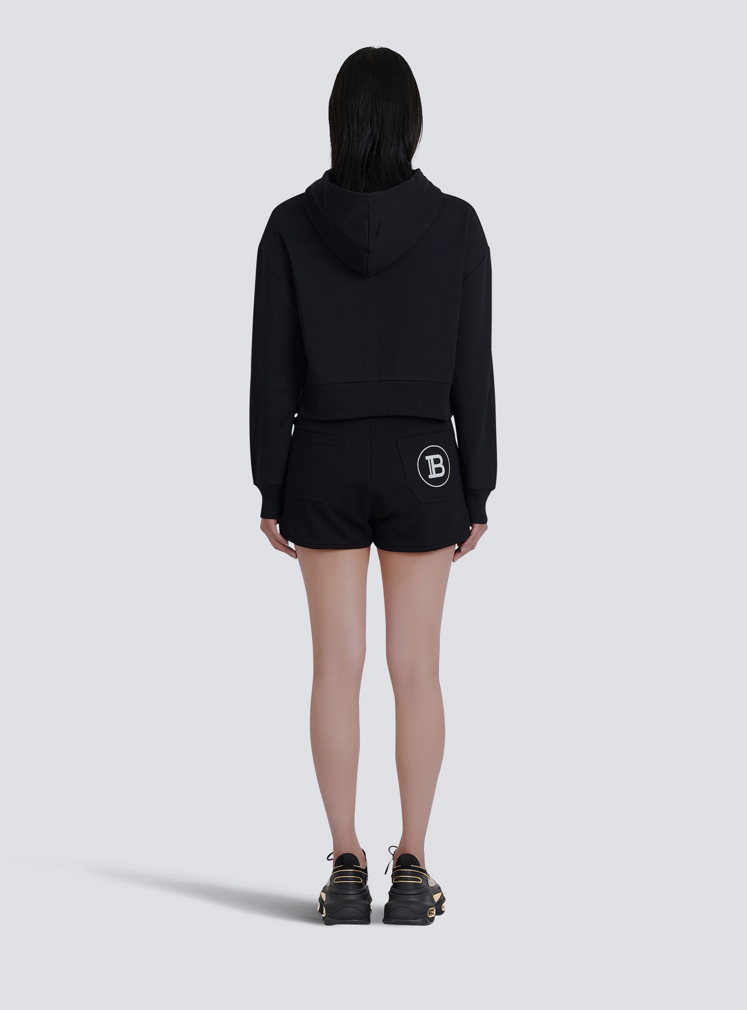 Eco-designed cotton sweatshirt with flocked Balmain logo - 5