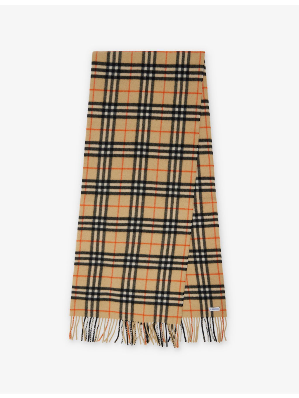 Check-print fringed cashmere scarf - 1