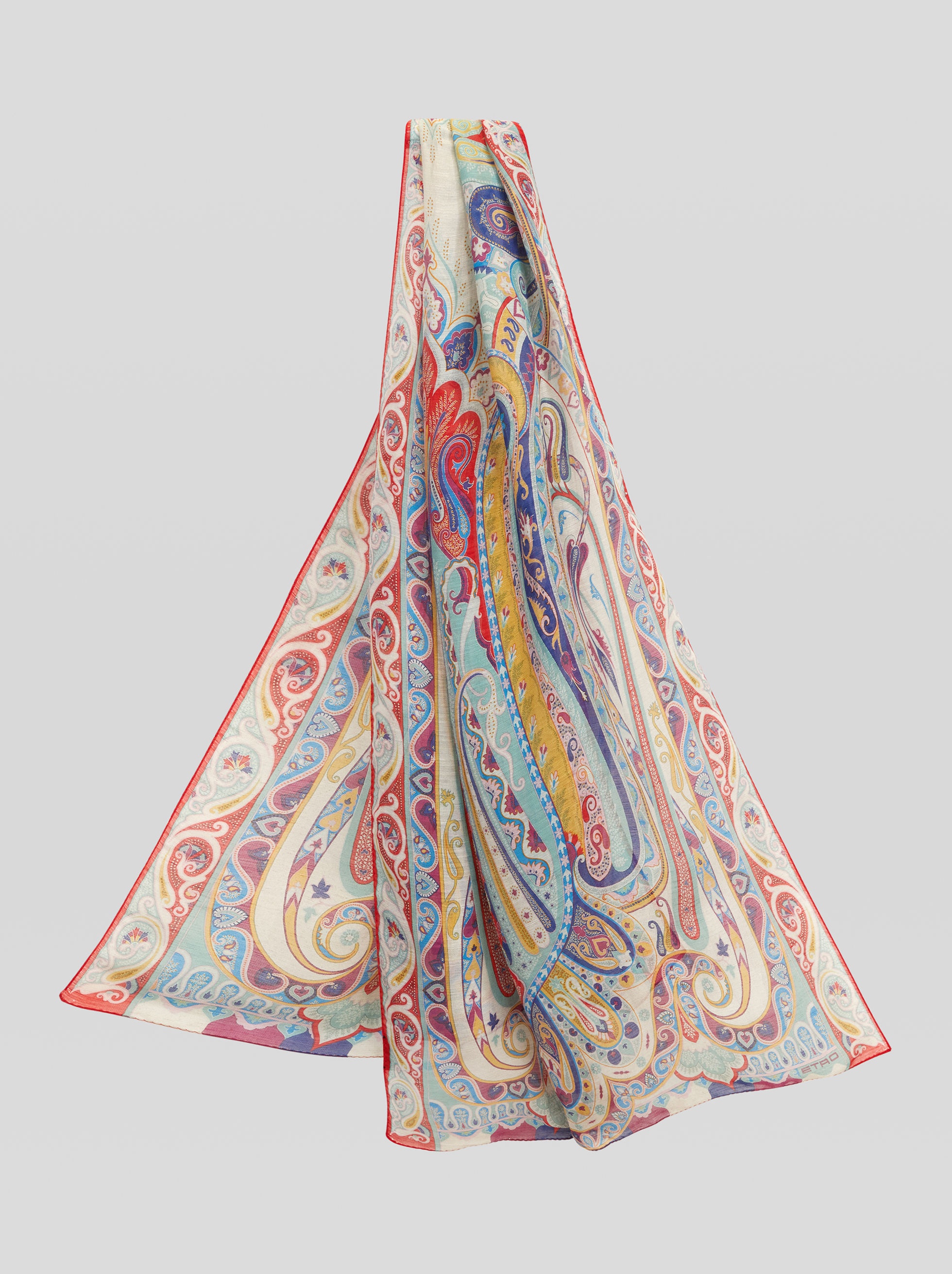 LINEN AND SILK PAISLEY SCARF - 1