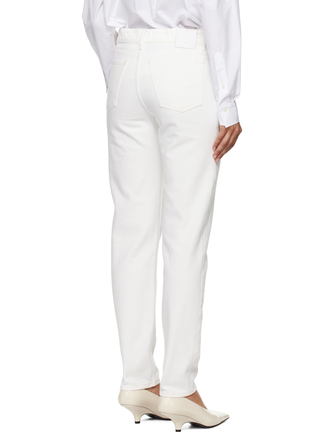 White Low Taper Jeans - 3