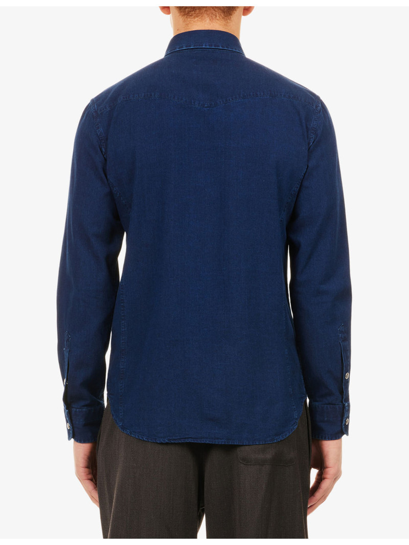 Curved-Hem Slim-Fit Denim Shirt 4