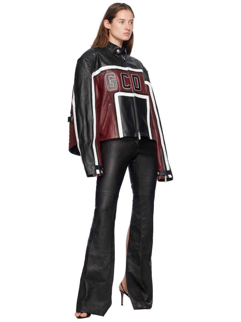 GCDS Black Multi Zip Skinny Leather Pants outlook