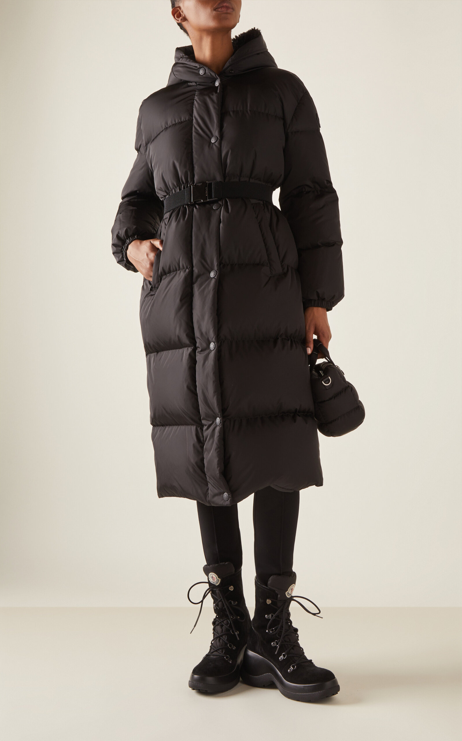 Bruneaux Shearling-Trimmed Nylon Down Coat black - 2