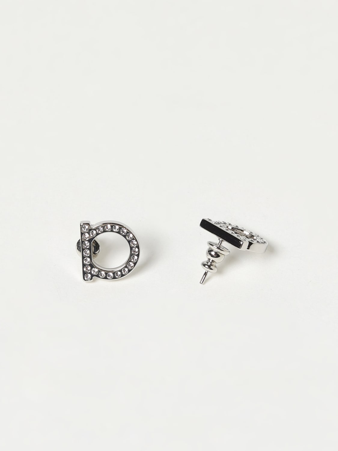 Ferragamo Gancini metal earrings with rhinestones - 2