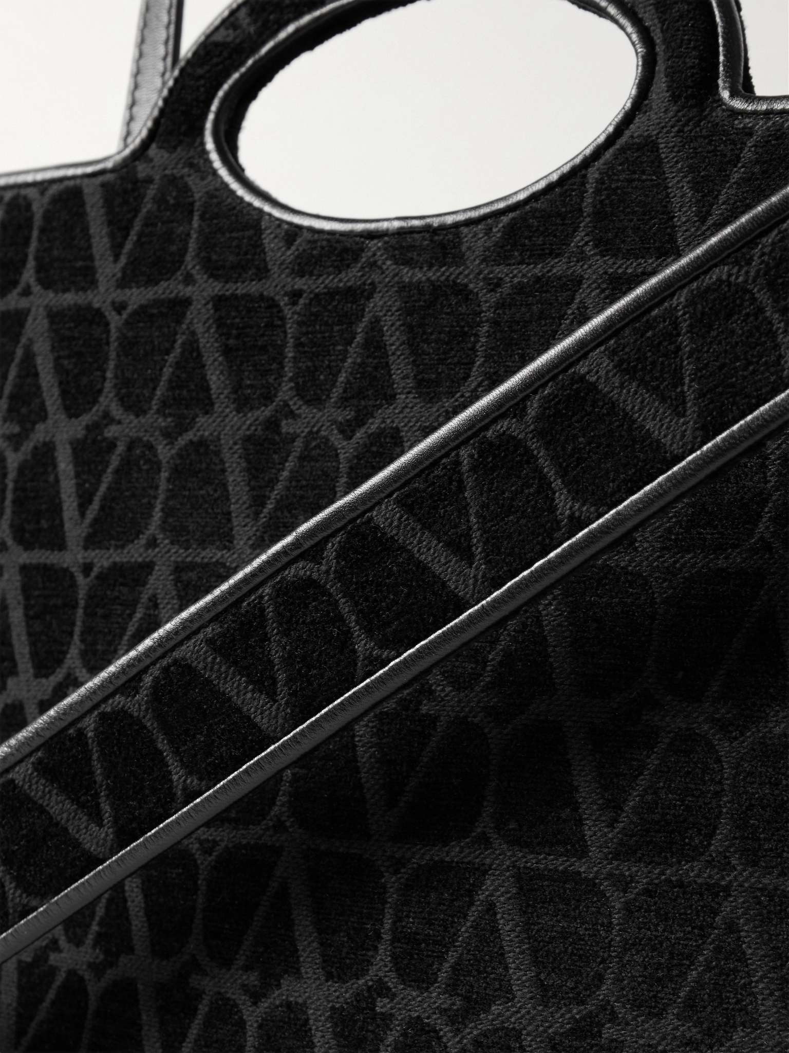 Medium Leather-Trimmed Logo-Jacquard Canvas Tote Bag - 5