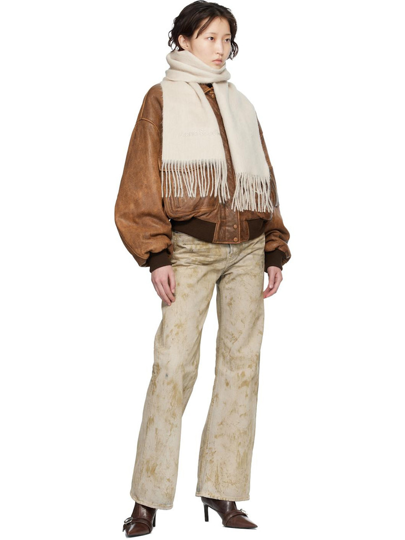 Acne Studios Beige Wool Logo Scarf outlook