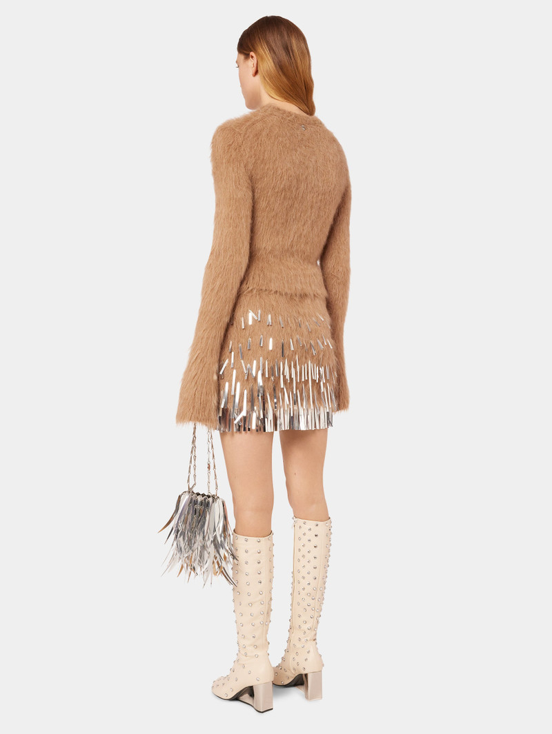 METALLIC SILVER BAG WITH FEATHERS ASSEMBLAGE 4