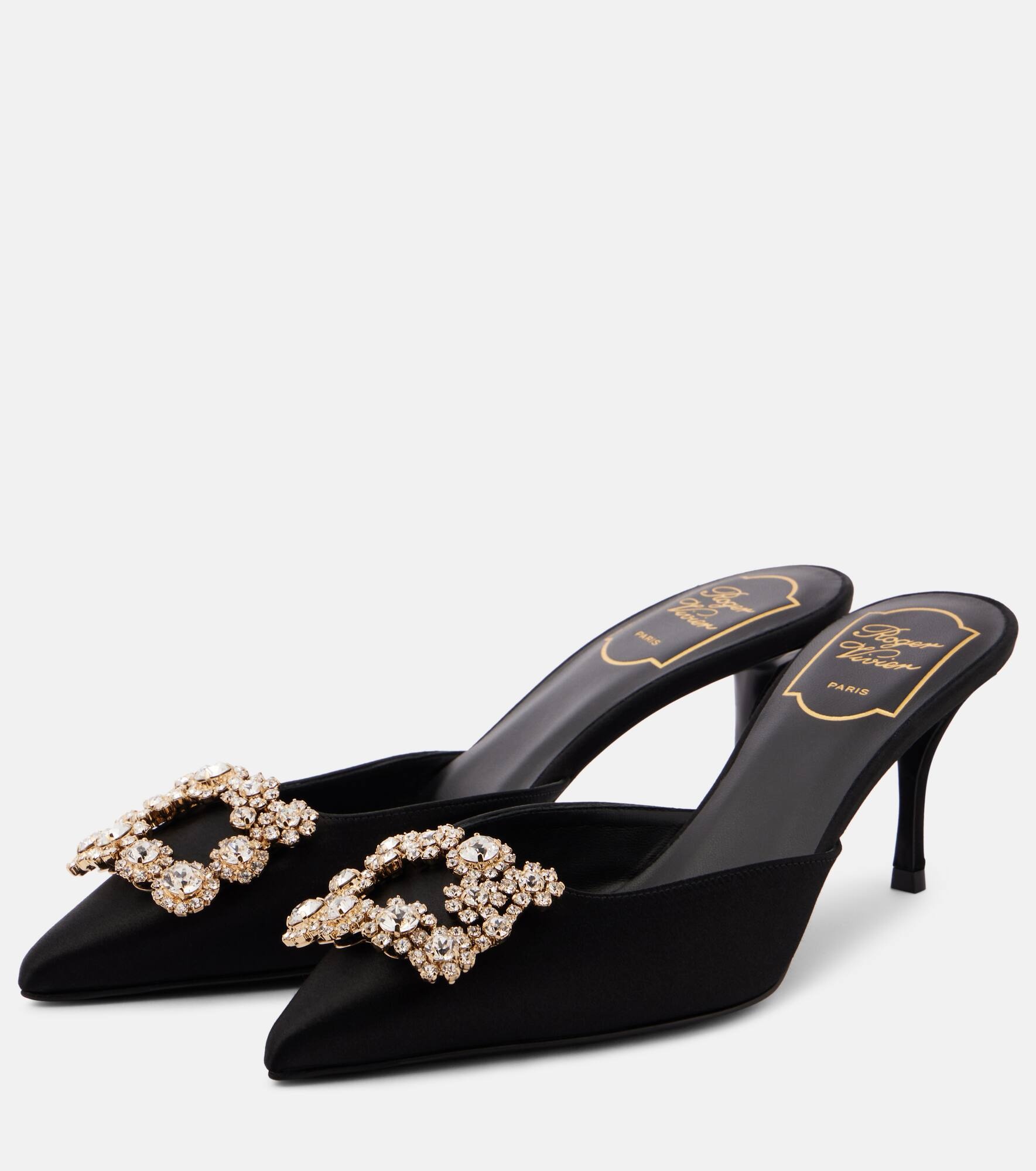 Efflorescence 65 embellished satin mules - 4