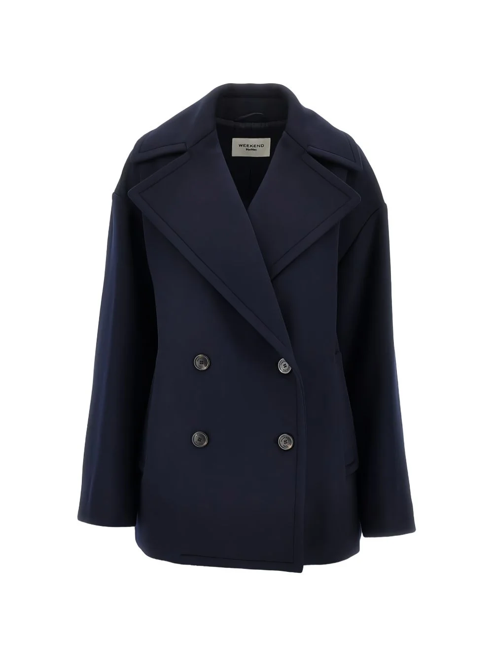 double-sided wool double-breasted pea coat - navy - 1