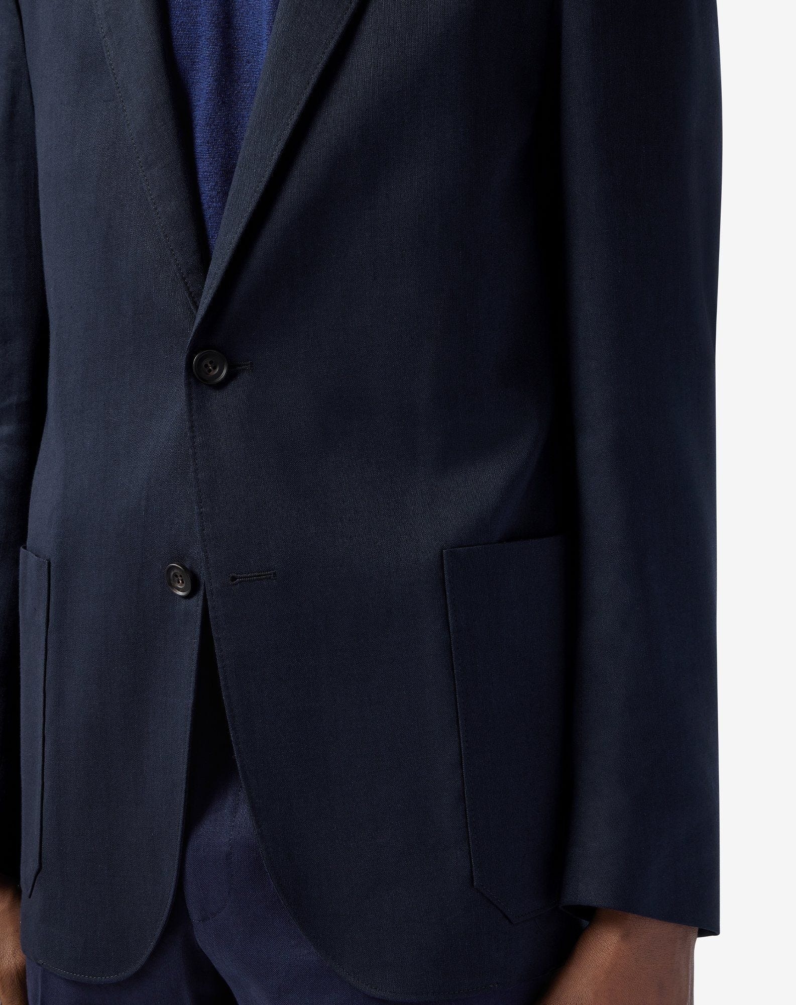 Blue linen, wool and mohair jacket - 5