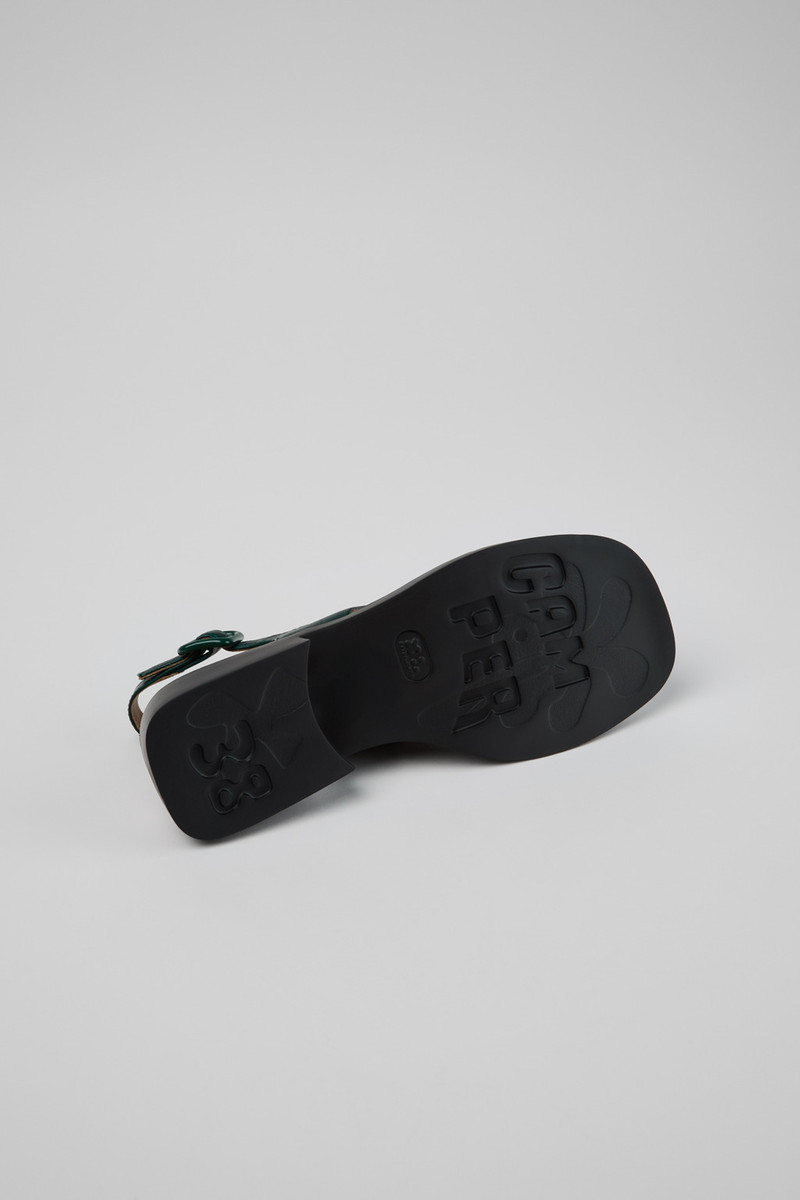 Dark green Leather Sandals for Women. 5