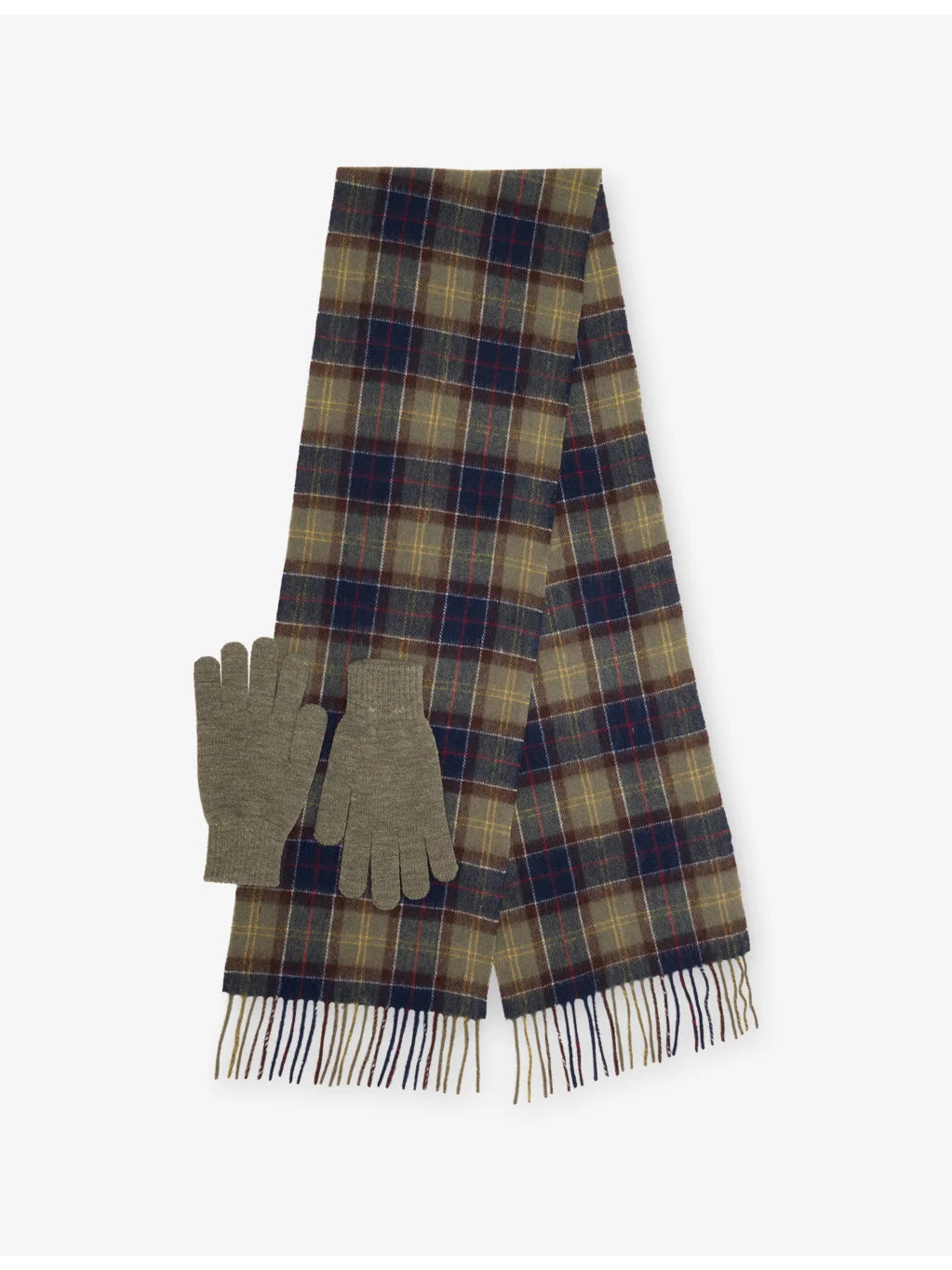 Tartan Wool Scarf and Gloves Set - 1