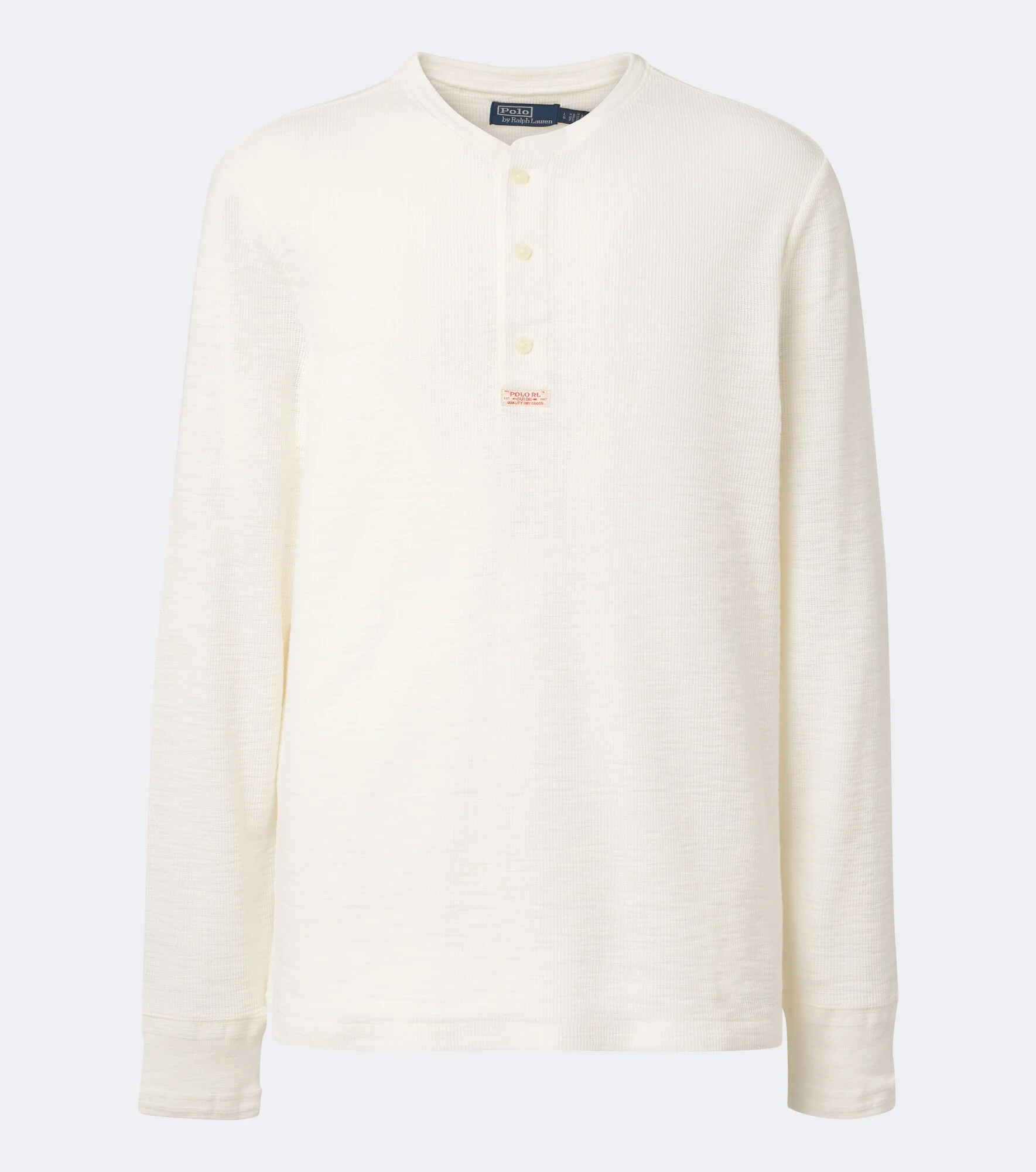 Waffle-knit cotton Henley shirt - 1