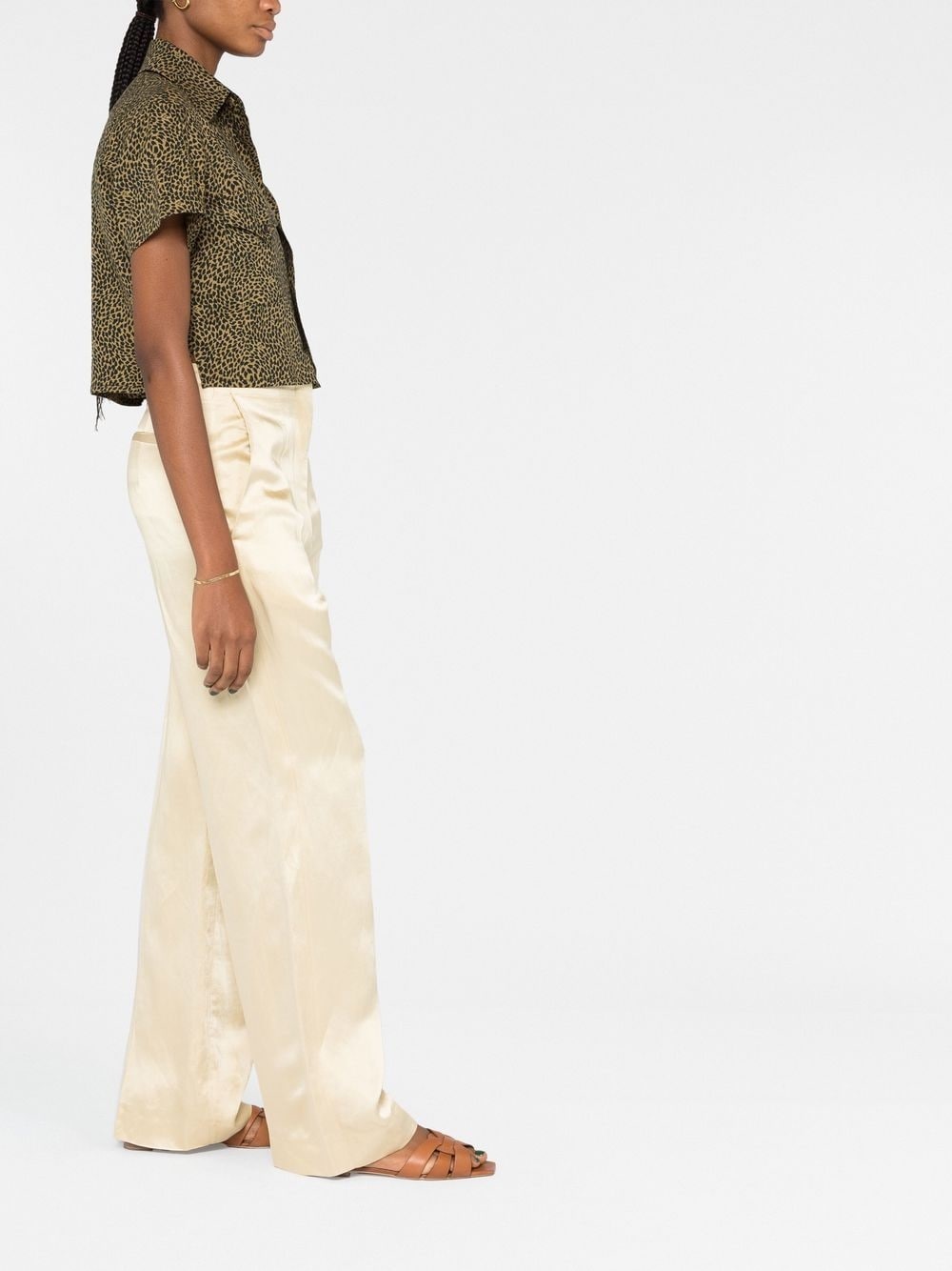 leopard-print cropped shirt - 6
