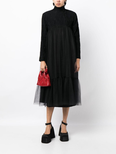 Noir Kei Ninomiya high-neck tulle-overlay midi dress outlook