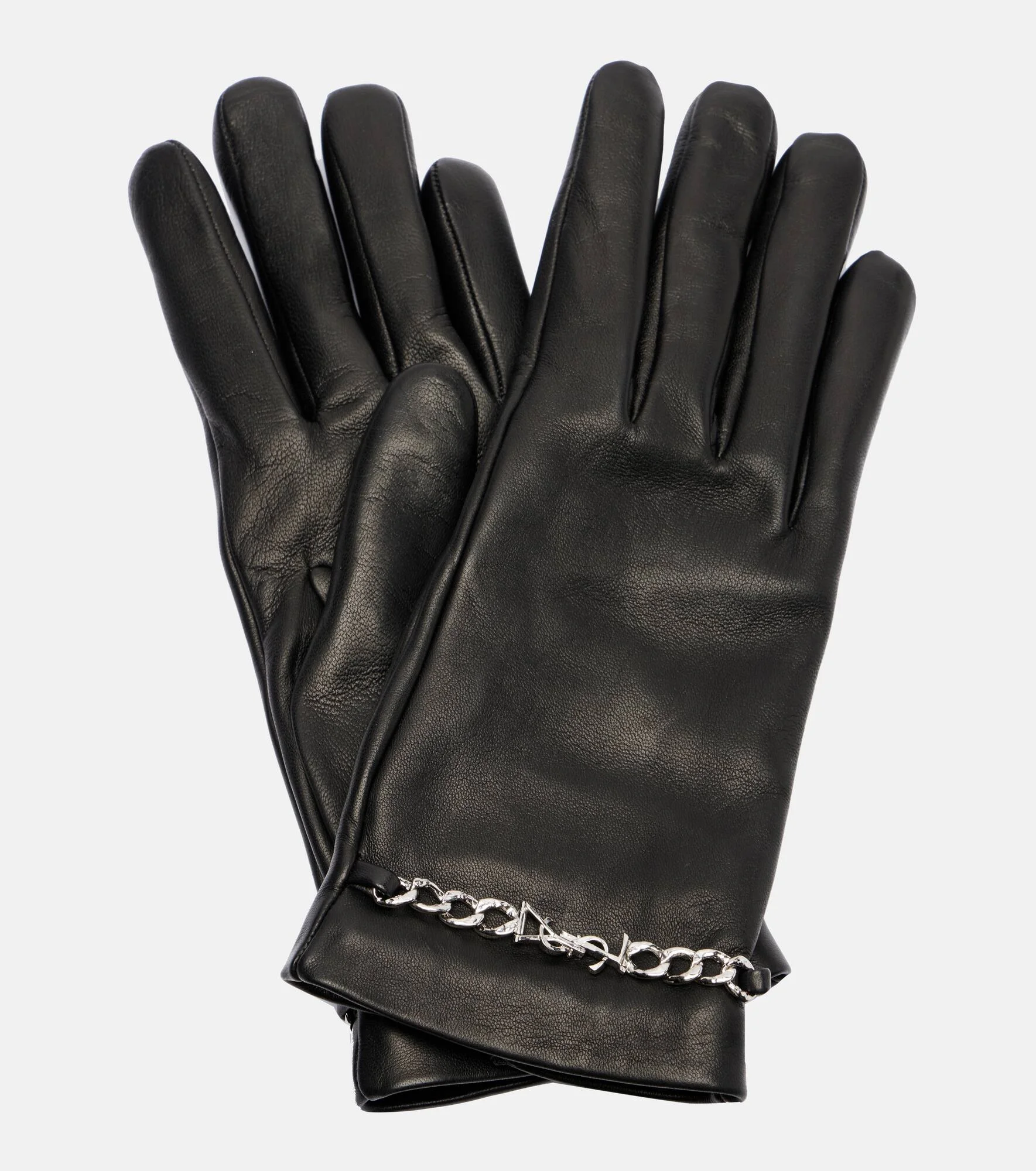 Chain-detail leather gloves - 1