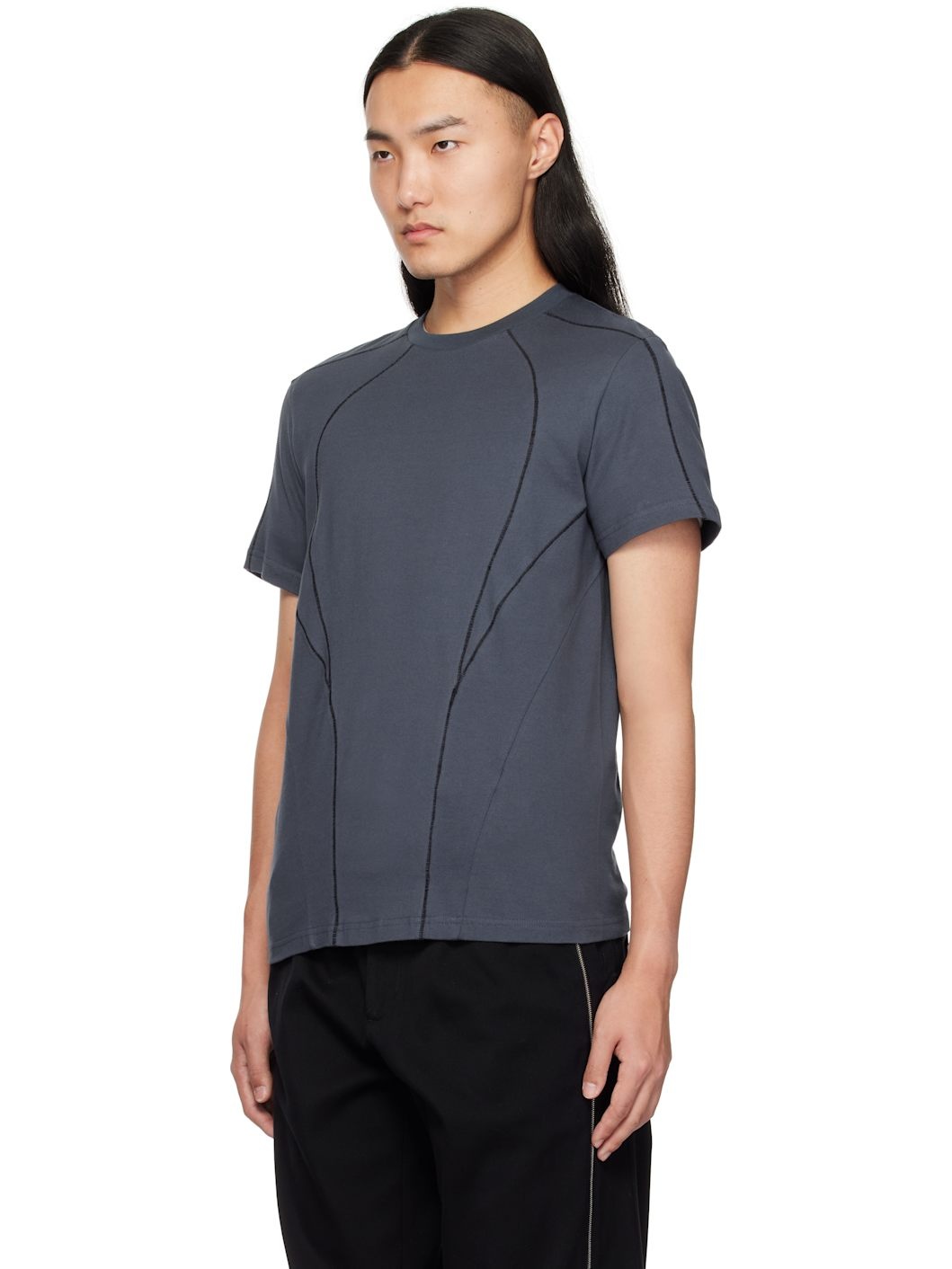【関税込み】HYEIN SEO ブルー Serger Stitch Tシャツ HYEIN SEO Blue Serger Stitch T-shirt | REVERSIBLE