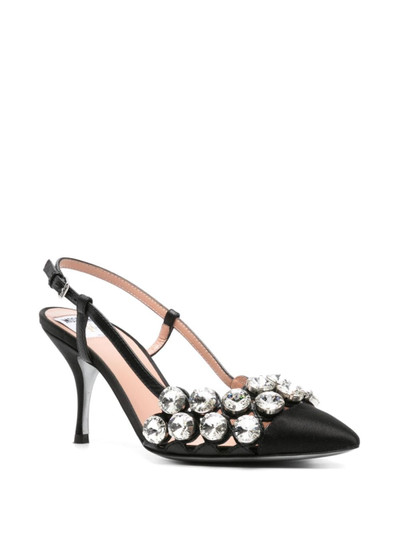 Moschino 75mm crystal-embellished satin pumps outlook