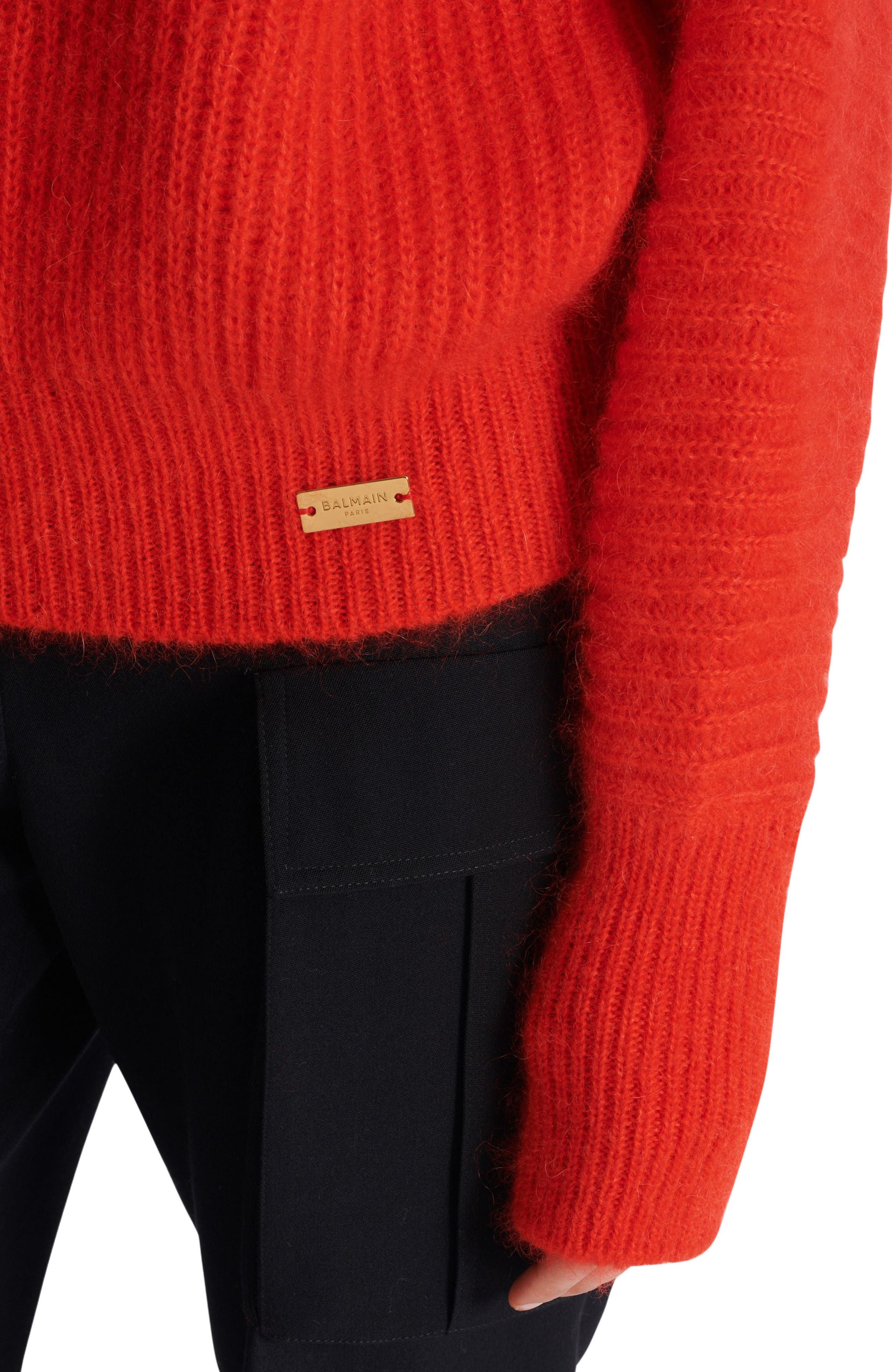 Balmain Mohair Knit Jumper With Collar Detail in Red at Nordstrom - 8