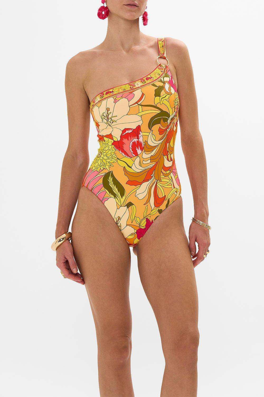 One Shoulder One Piece Swimsuit - 2