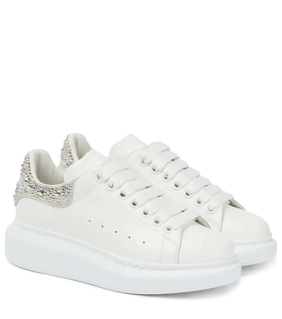 White Crystal Oversized Sneakers - 1