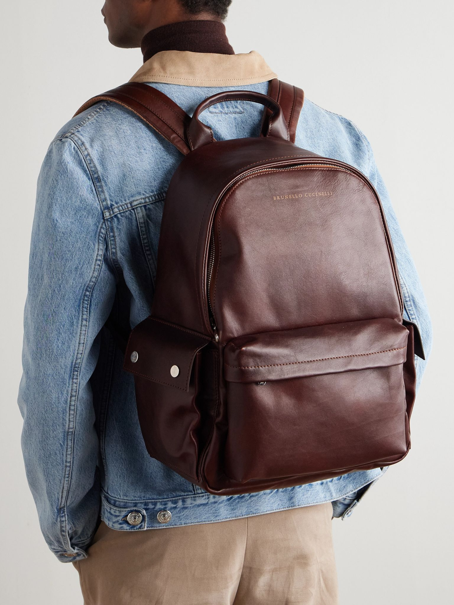 Leather Backpack Red - 2
