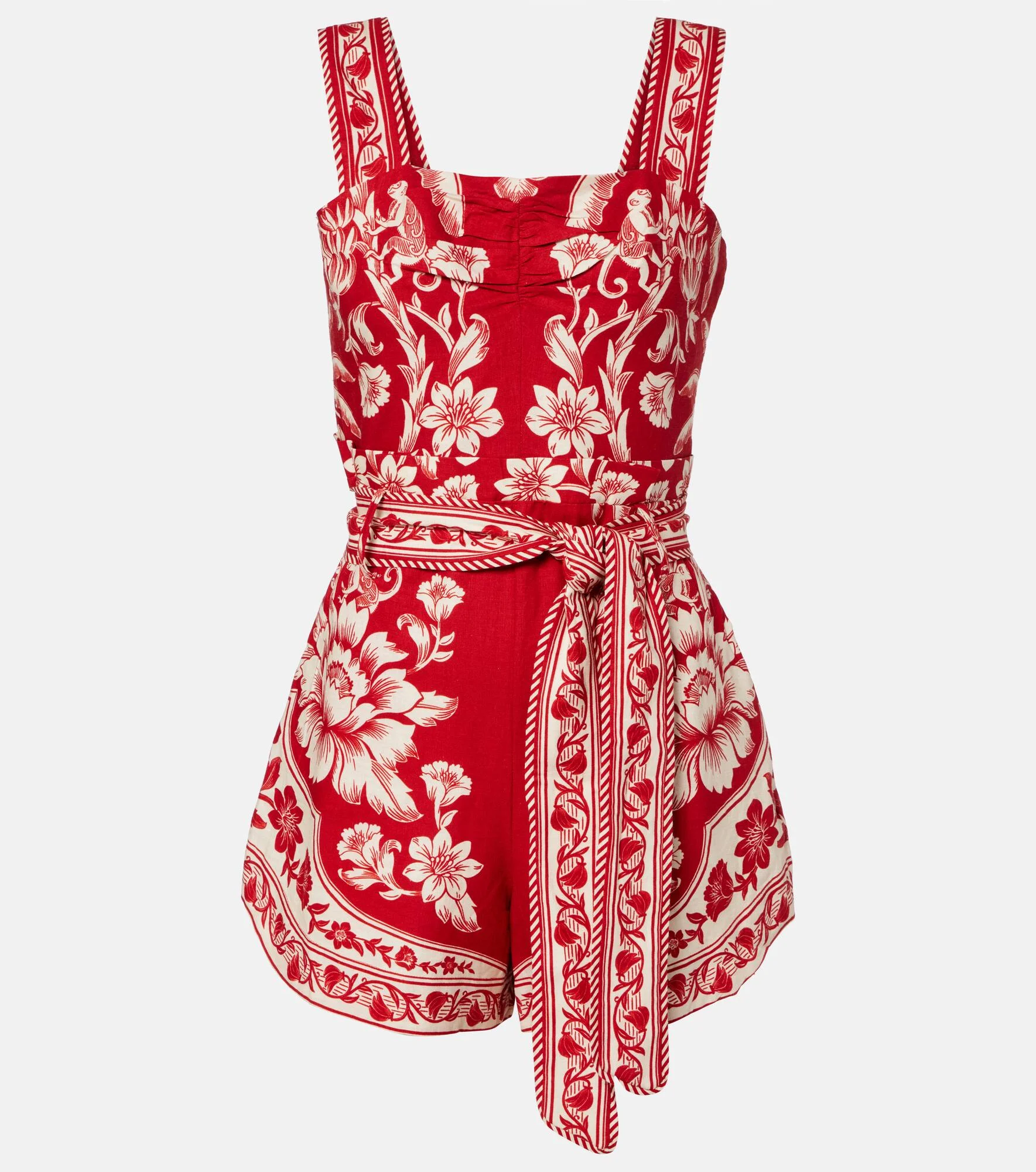 Guanacaste Red belted linen-blend romper - 1