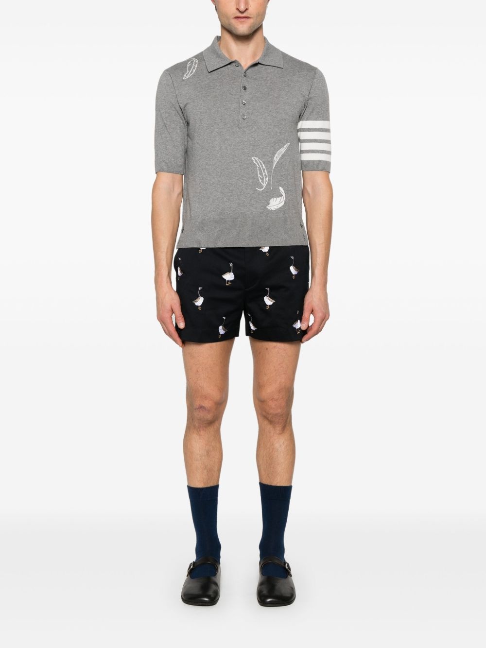 feather-intarsia cotton polo shirt - 2