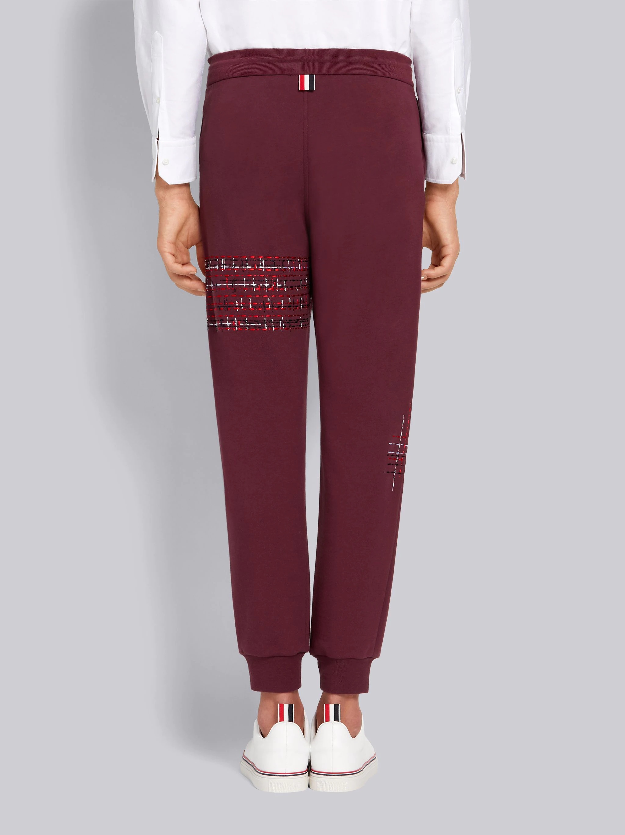 Dark Red Loopback Terry Mending Stitch Sweatpants - 3