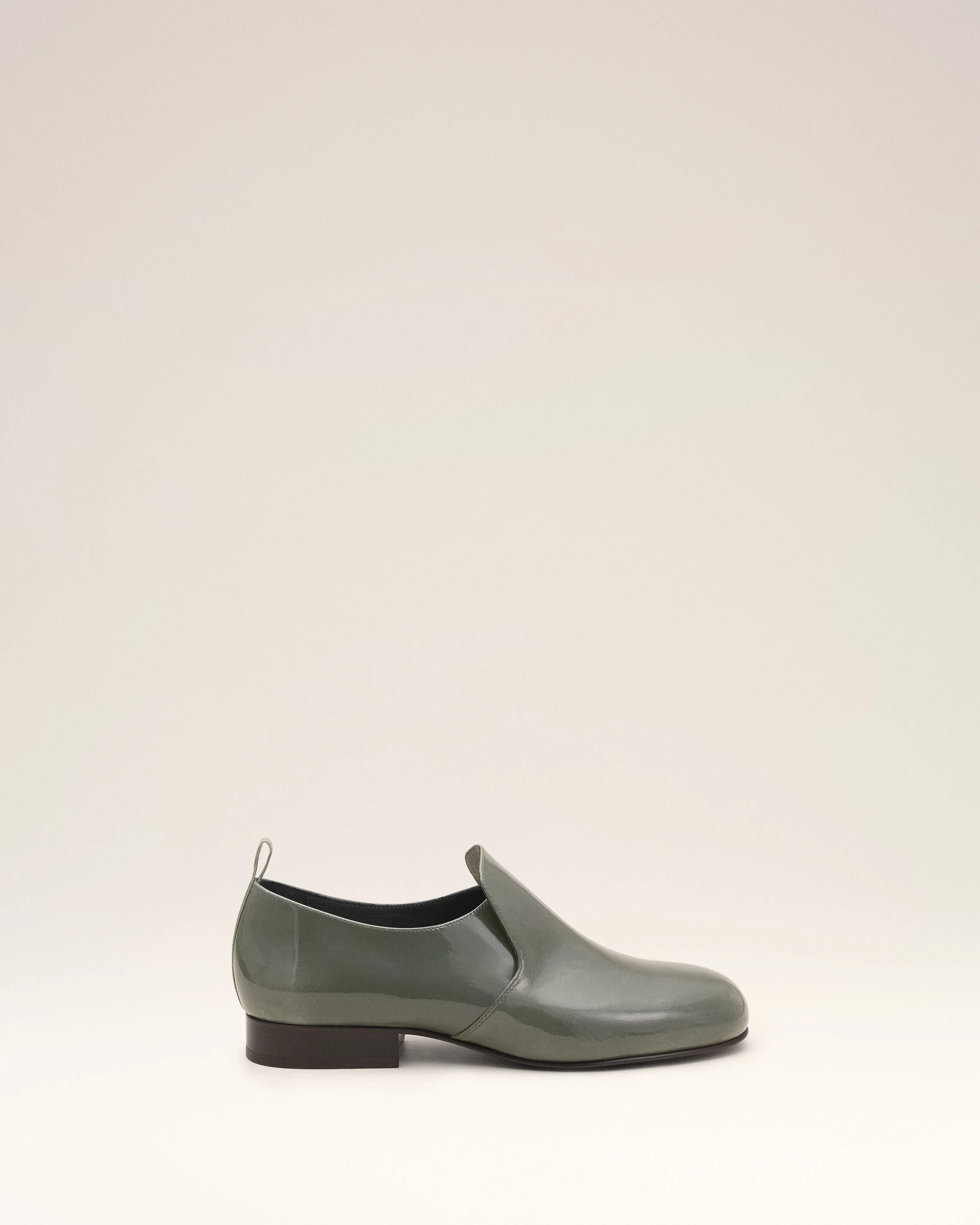 GREY FLAT COW LEATHER SHOES - 1