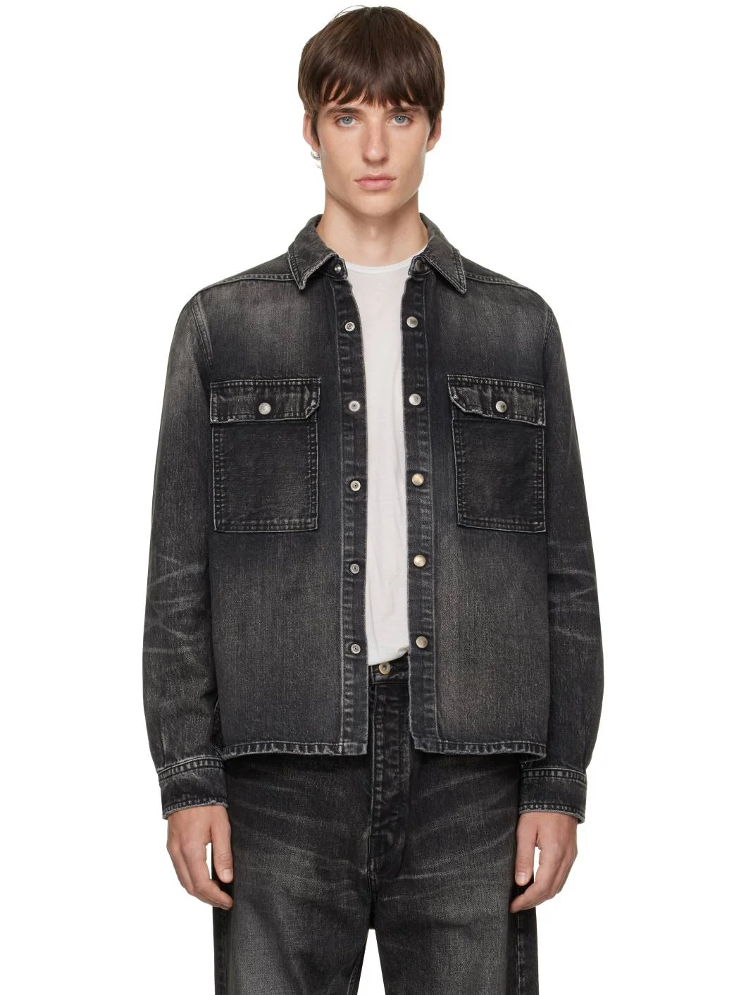 Black Tower Cropped Denim Outershirt - 1