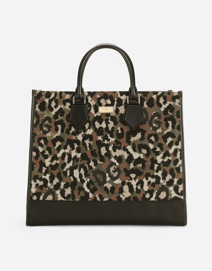 Large camouflage jacquard shopper - 1