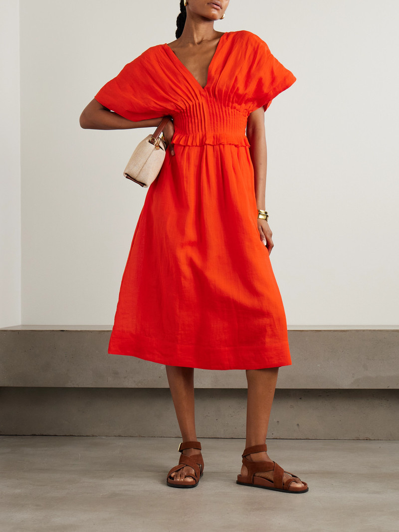 Sea Zora Pleated Ramie Midi Dress outlook