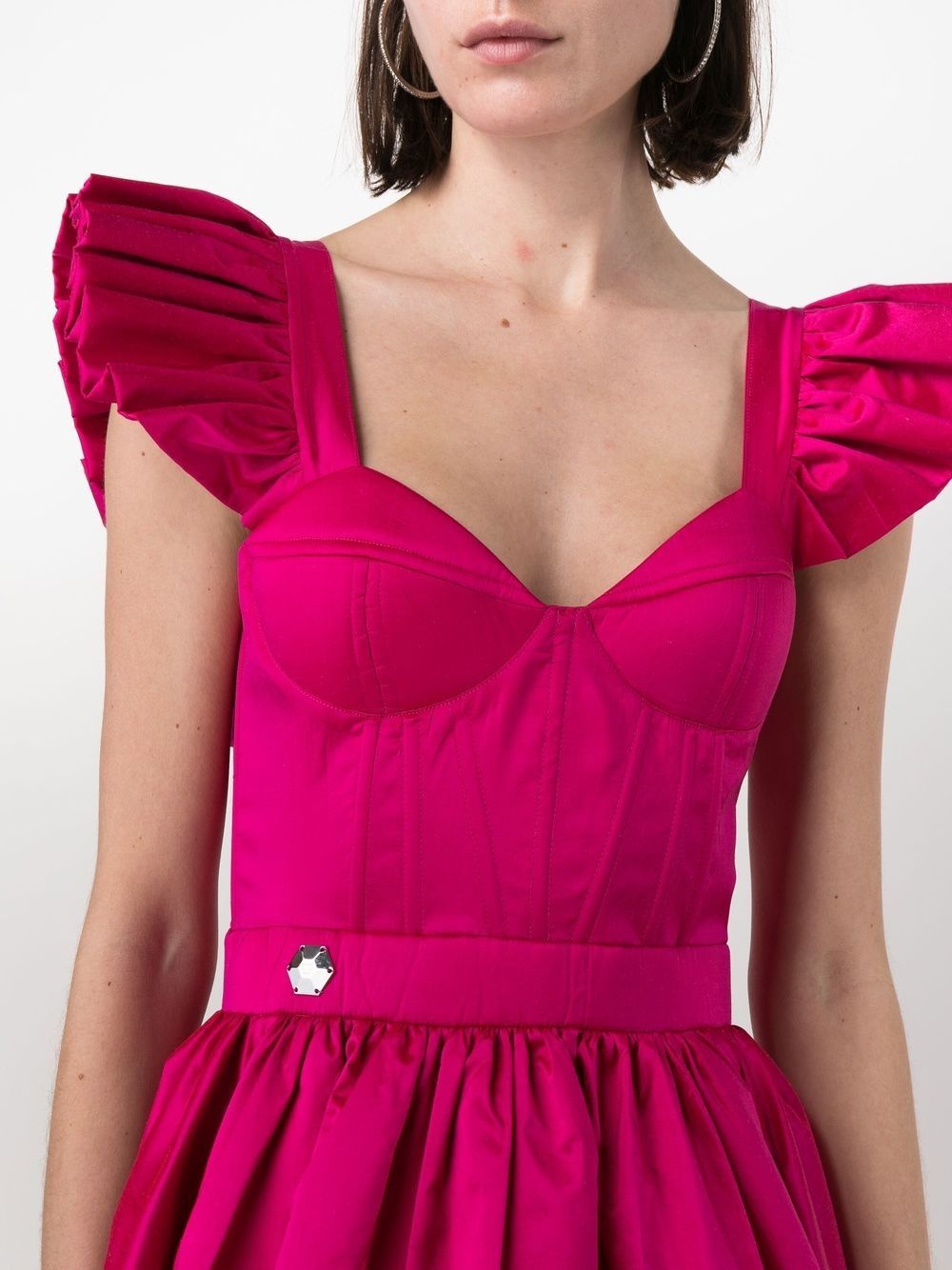 ruffled-sleeve silk mini dress - 5