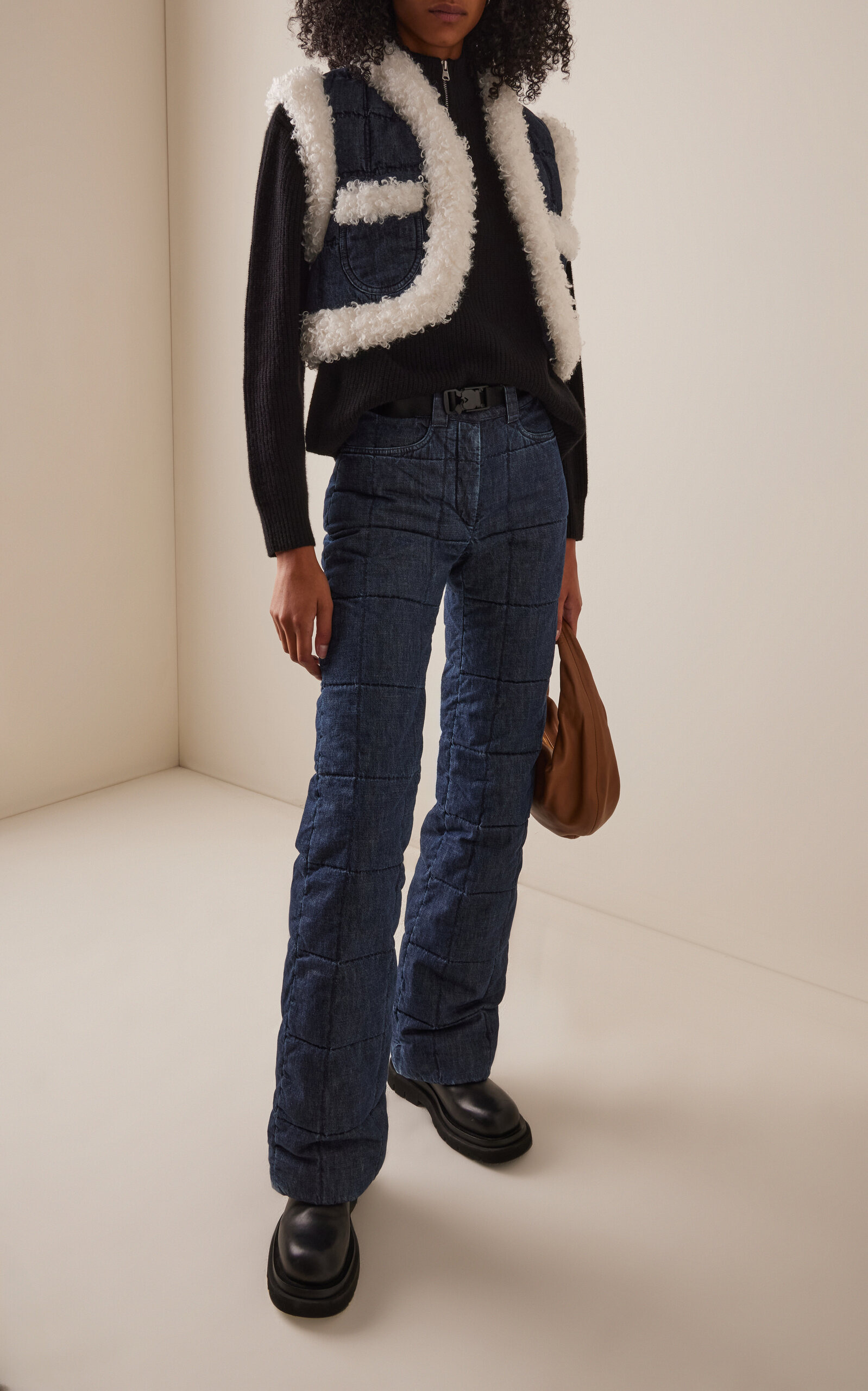 Chalet Quilted Down Denim Pants blue - 2