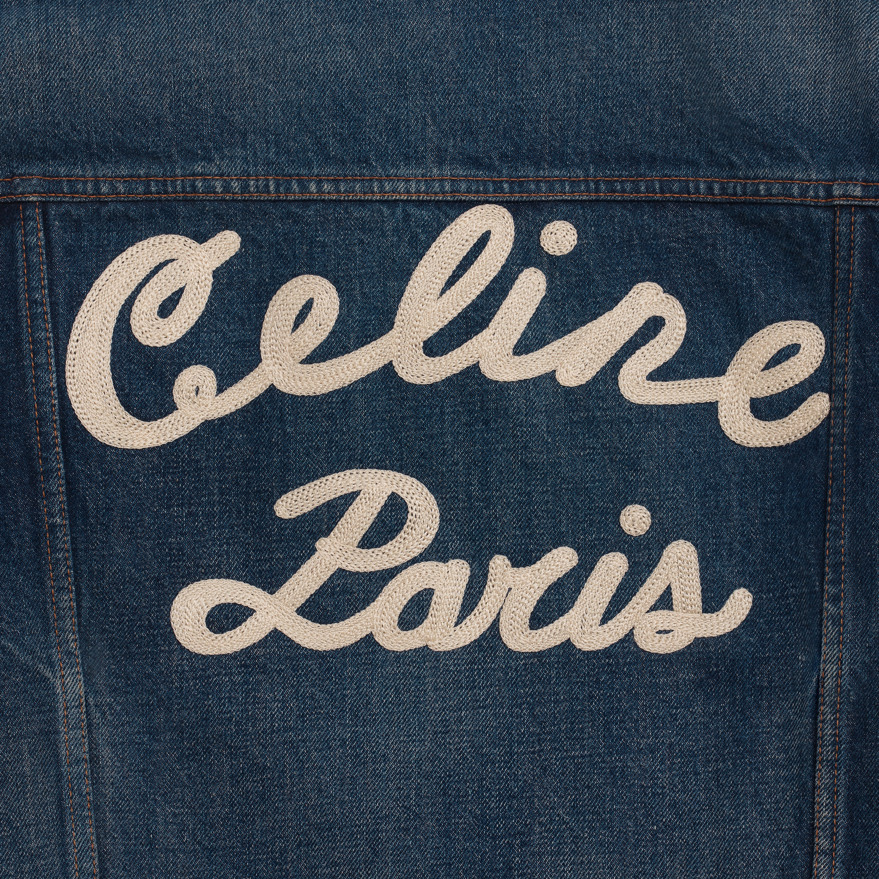 CELINE TRUCKER JACKET IN DARK UNION WASH DENIM - 3