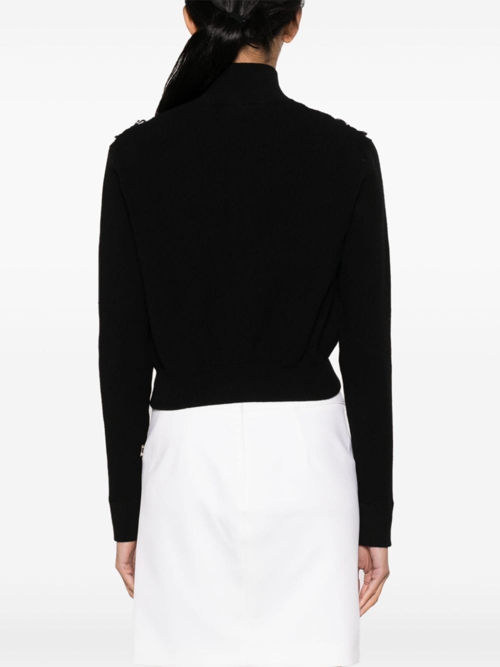lace-trim cropped cardigan - 4