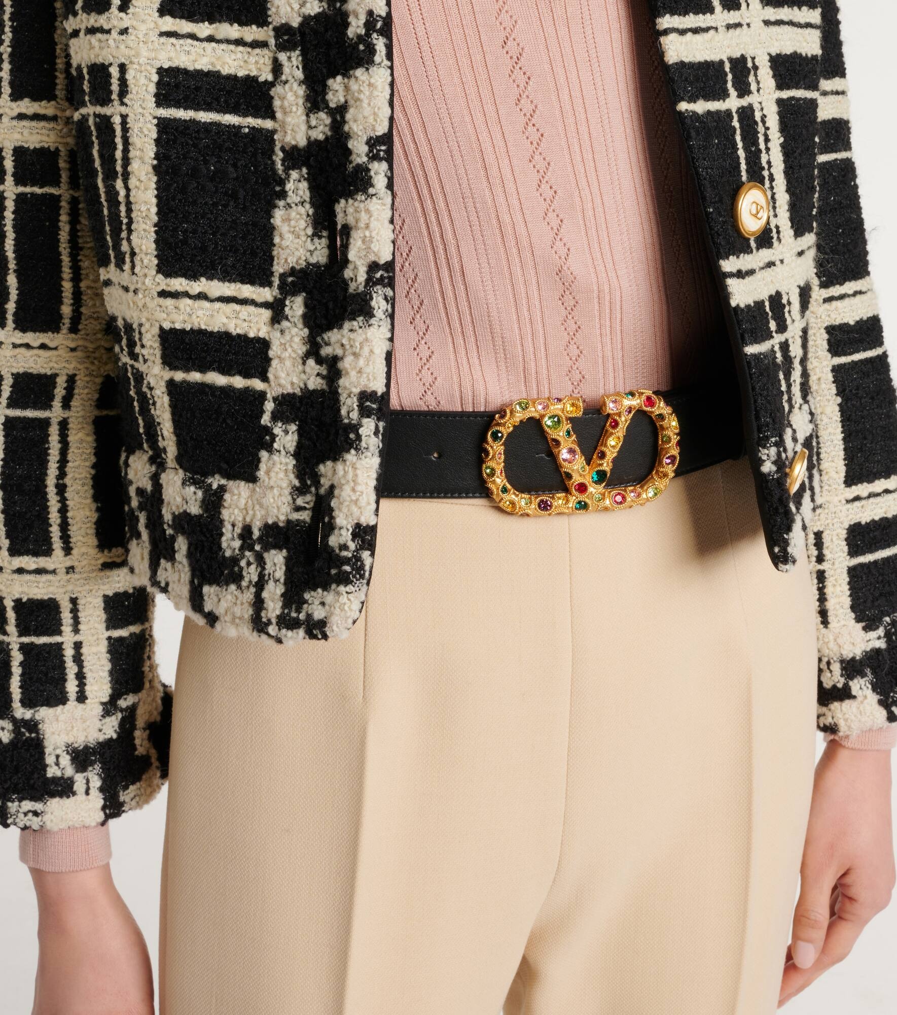 VLogo Signature embellished leather belt - 2