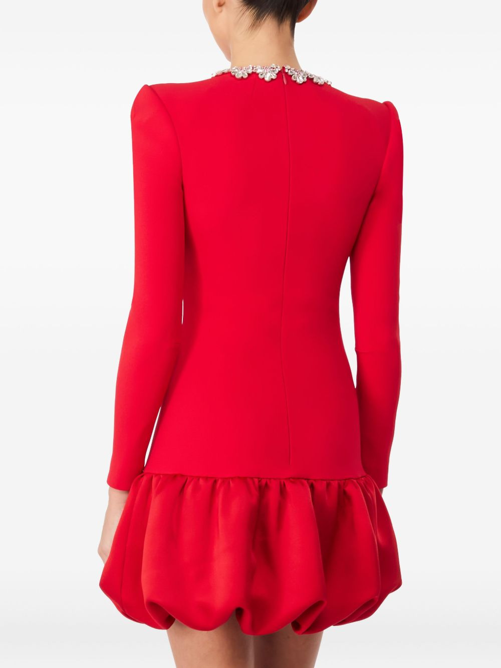 Puff embellished-neck mini dress - 3