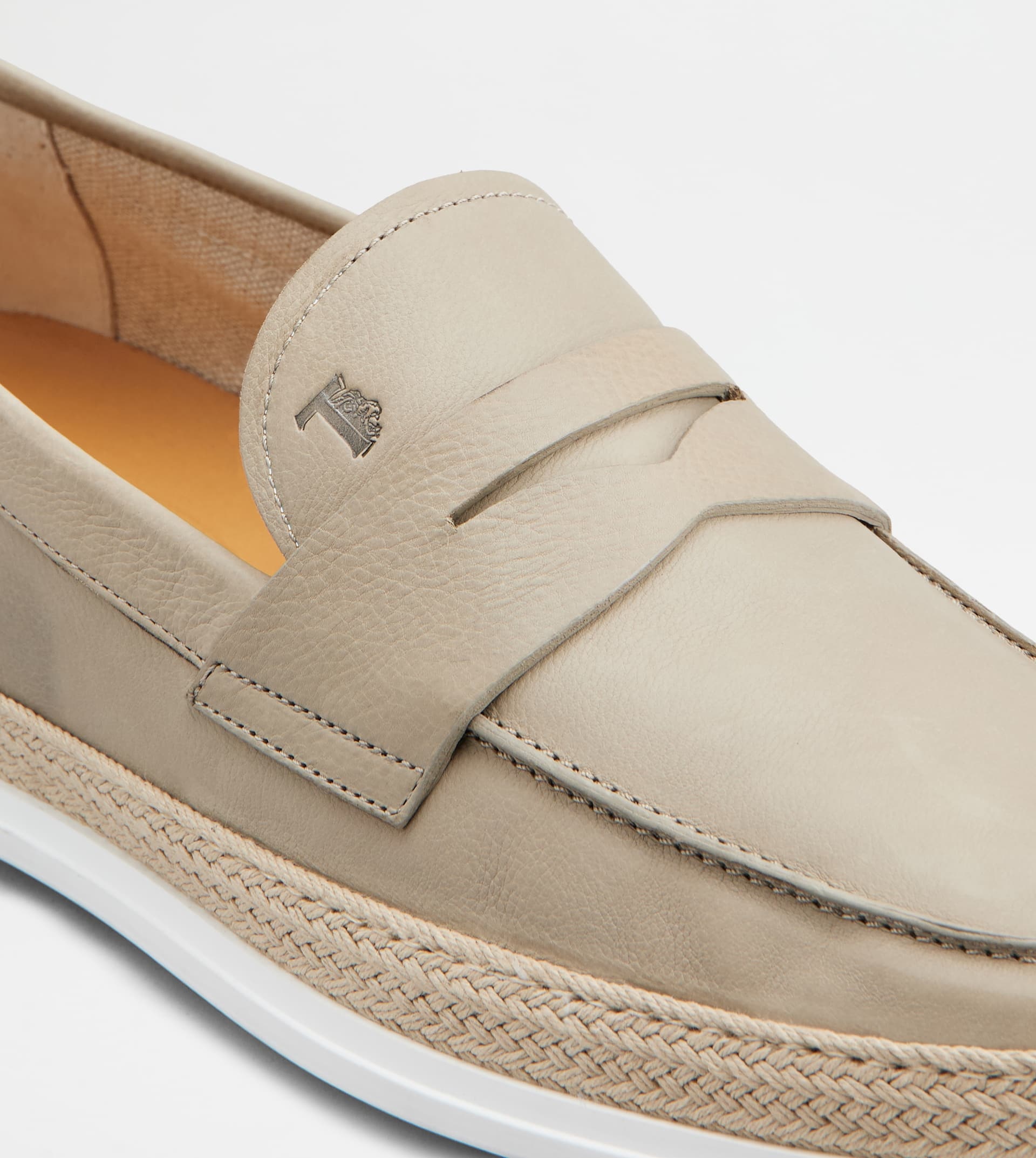 LOAFERS IN LEATHER - BEIGE - 5