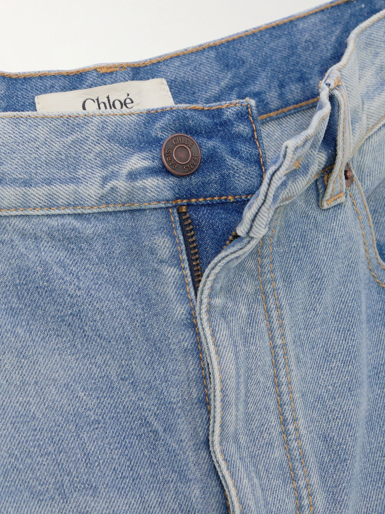 Frayed high-rise wide-leg jeans Light blue - 5