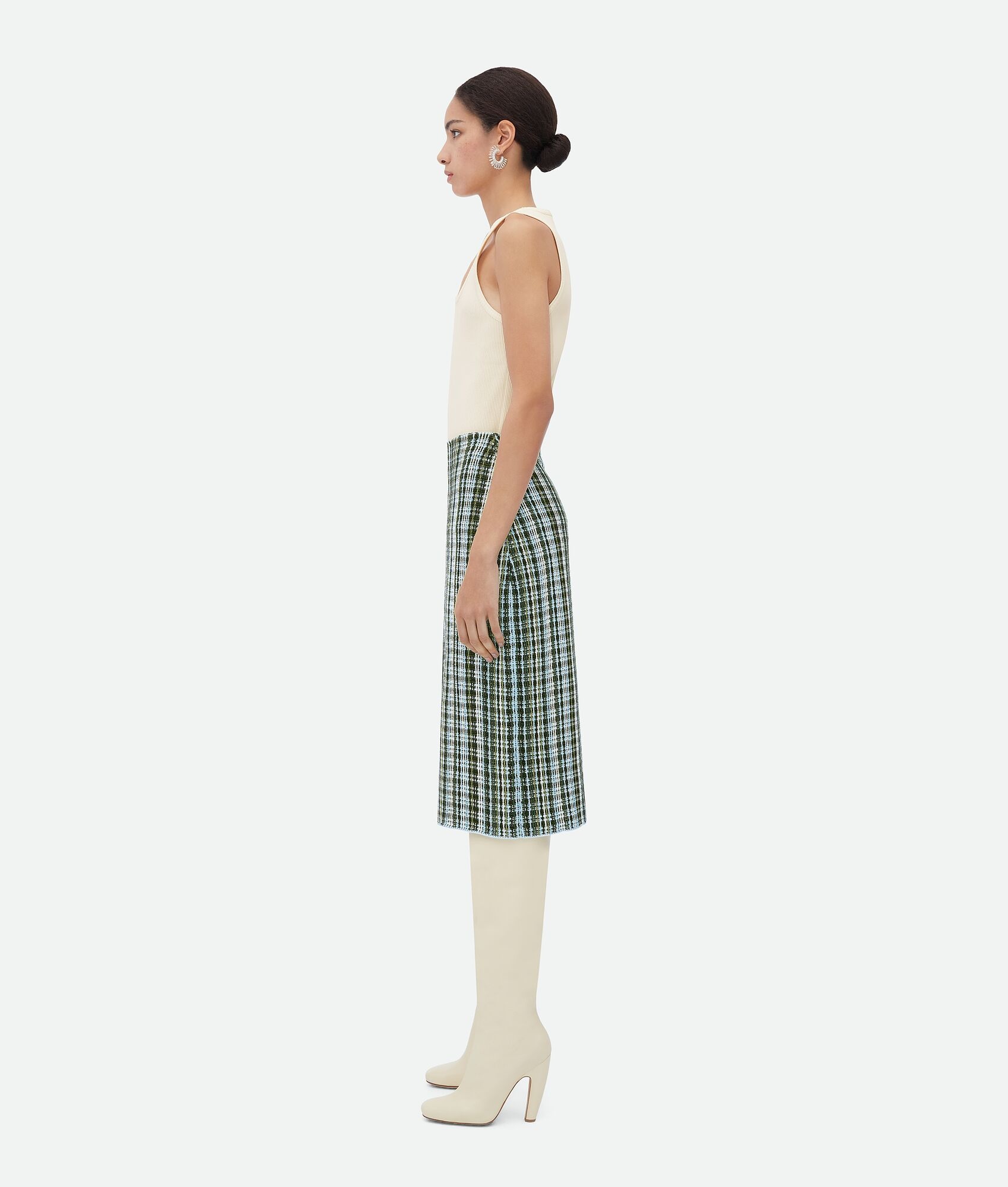 Cotton Viscose Check Skirt - 2